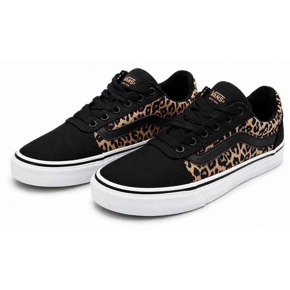 Vans Ward Womens Size 6 Leopard Print Black Low Top Skate Sneakers VN0A5HYO3